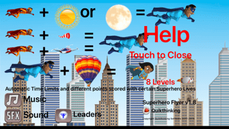 Superhero Flyer Help Screen